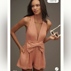 Maeve Linen Halter Bow Romper